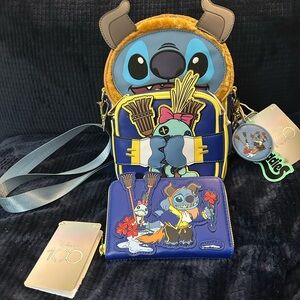 NWT Disney 100 Stitch as Beast Crossbuddy w/matching wallet Loungefly Set